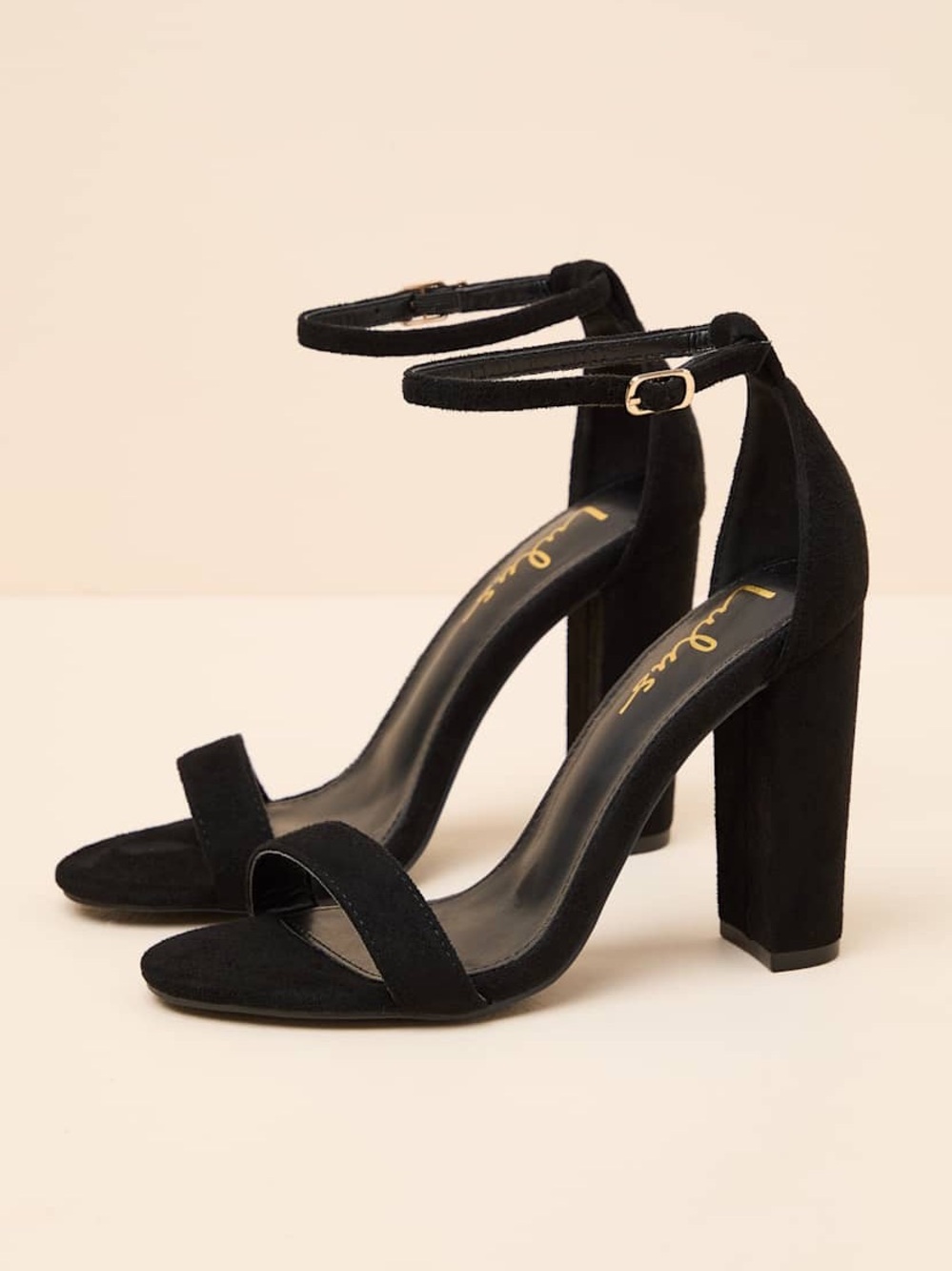 LULUs Taylor Black Suede Ankle Strap Heels - 8